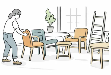 Flexible vintage furniture layout in a café, bar or restaurant