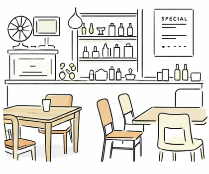 Vintage furniture reinforcing brand identity in a hospitality space