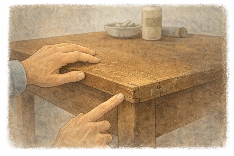 Surface wear and repairs on vintage furniture