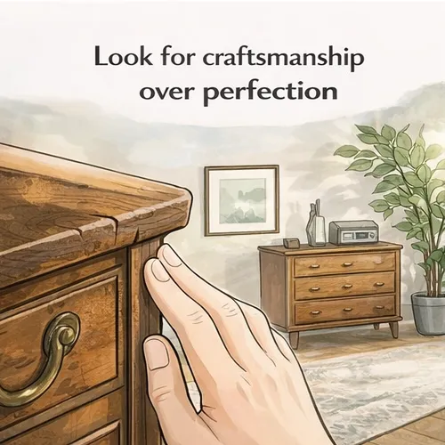 Close-up of vintage furniture craftsmanship and patina