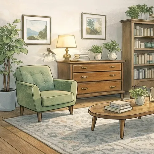 Timeless vintage furniture in a lived-in home