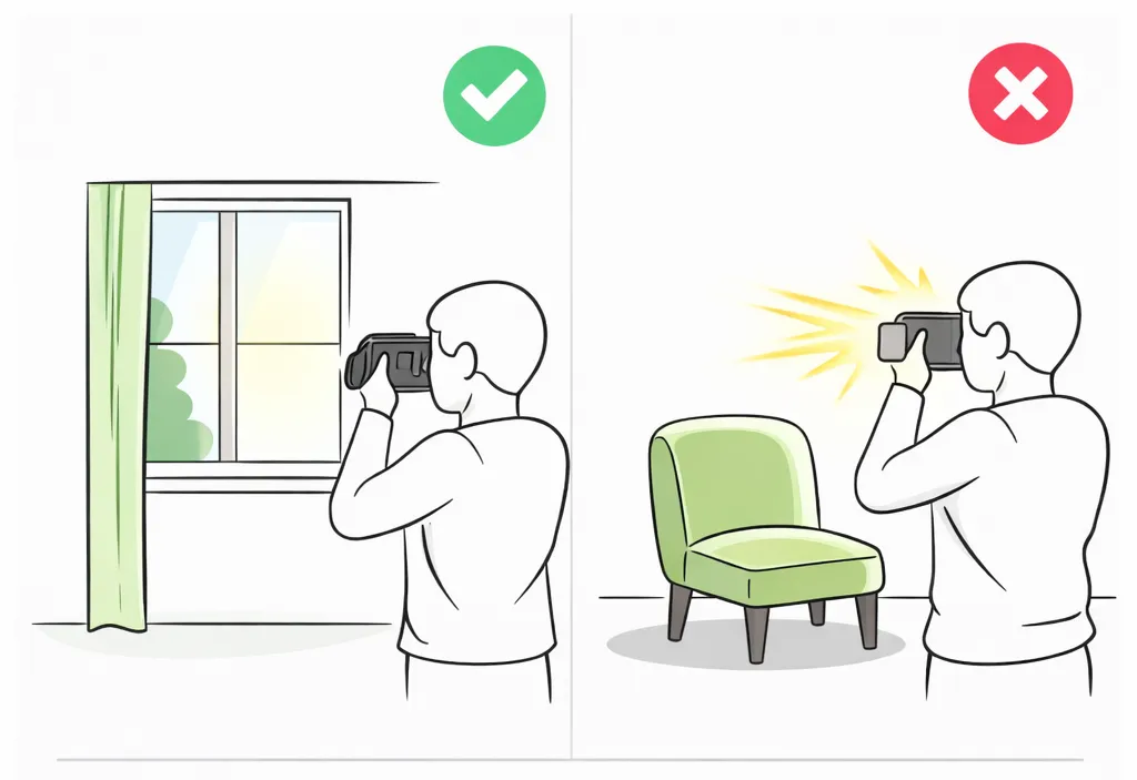 Using natural light instead of flash when photographing furniture