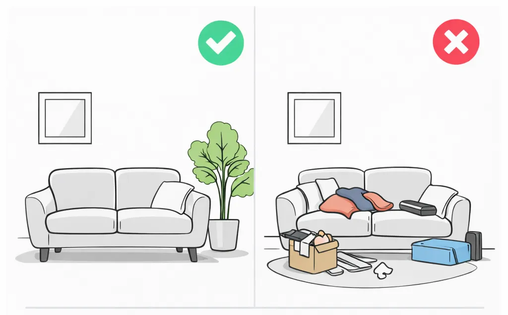 Tidy room versus cluttered space when photographing furniture
