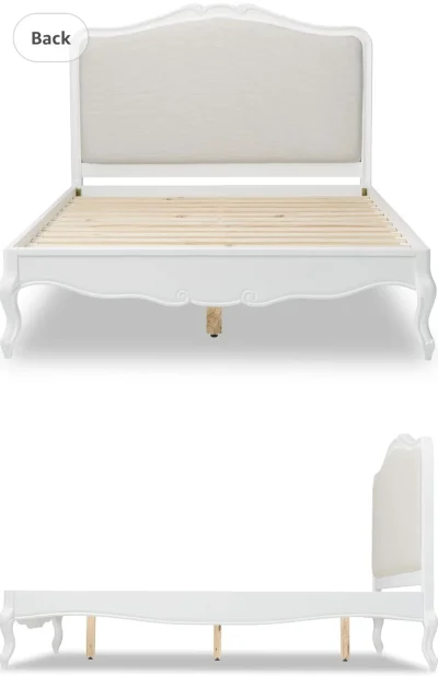 Juliette Shabby Chic Antique White Upholstered 5ft King Bed, Stunning White French bed. Quality — image 6