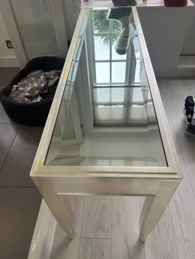 Elegant & Ornate Silver & Glass Console Table — image 3