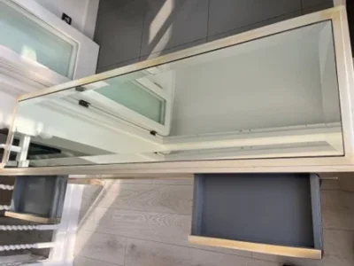 Elegant & Ornate Silver & Glass Console Table — image 2