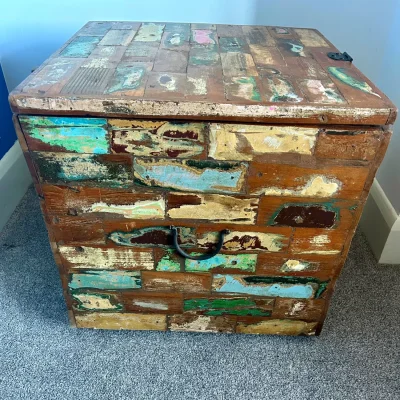 Solid Reclaimed Wood Antique Style Storage Box 50 × 50 × 47 cm — Collection Only — image 3