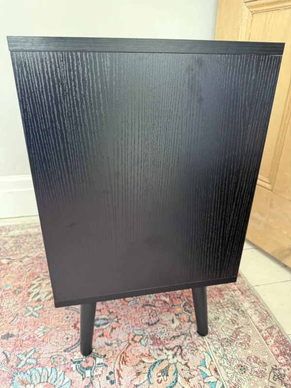 Black & Rattan 2 Drawer Bedside Table — image 5