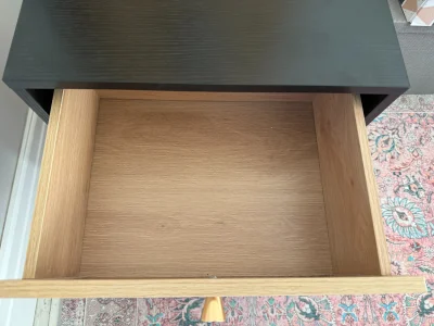 Black & Rattan 2 Drawer Bedside Table — image 2