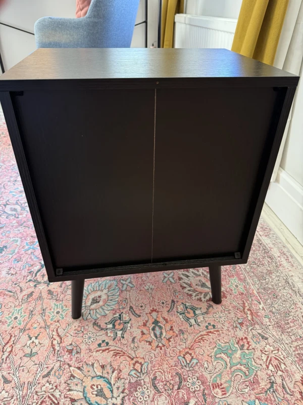 Black & Rattan 2 Drawer Bedside Table — image 7