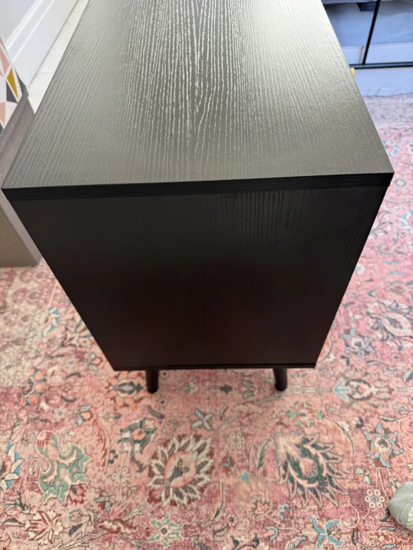 Black & Rattan 2 Drawer Bedside Table — image 6