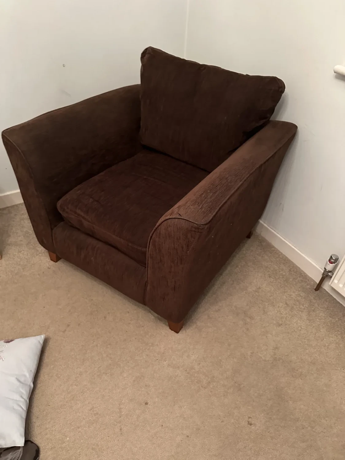 Brown fabric lounge chair