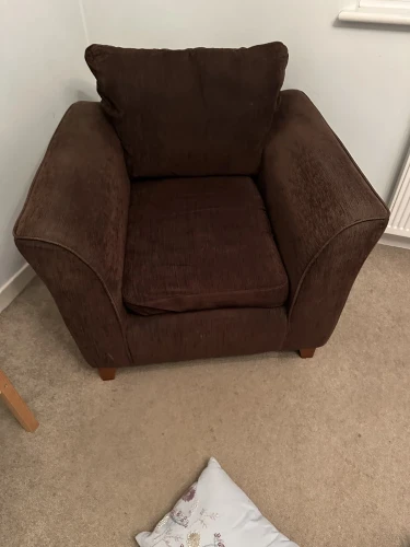 Brown fabric lounge chair — image 2