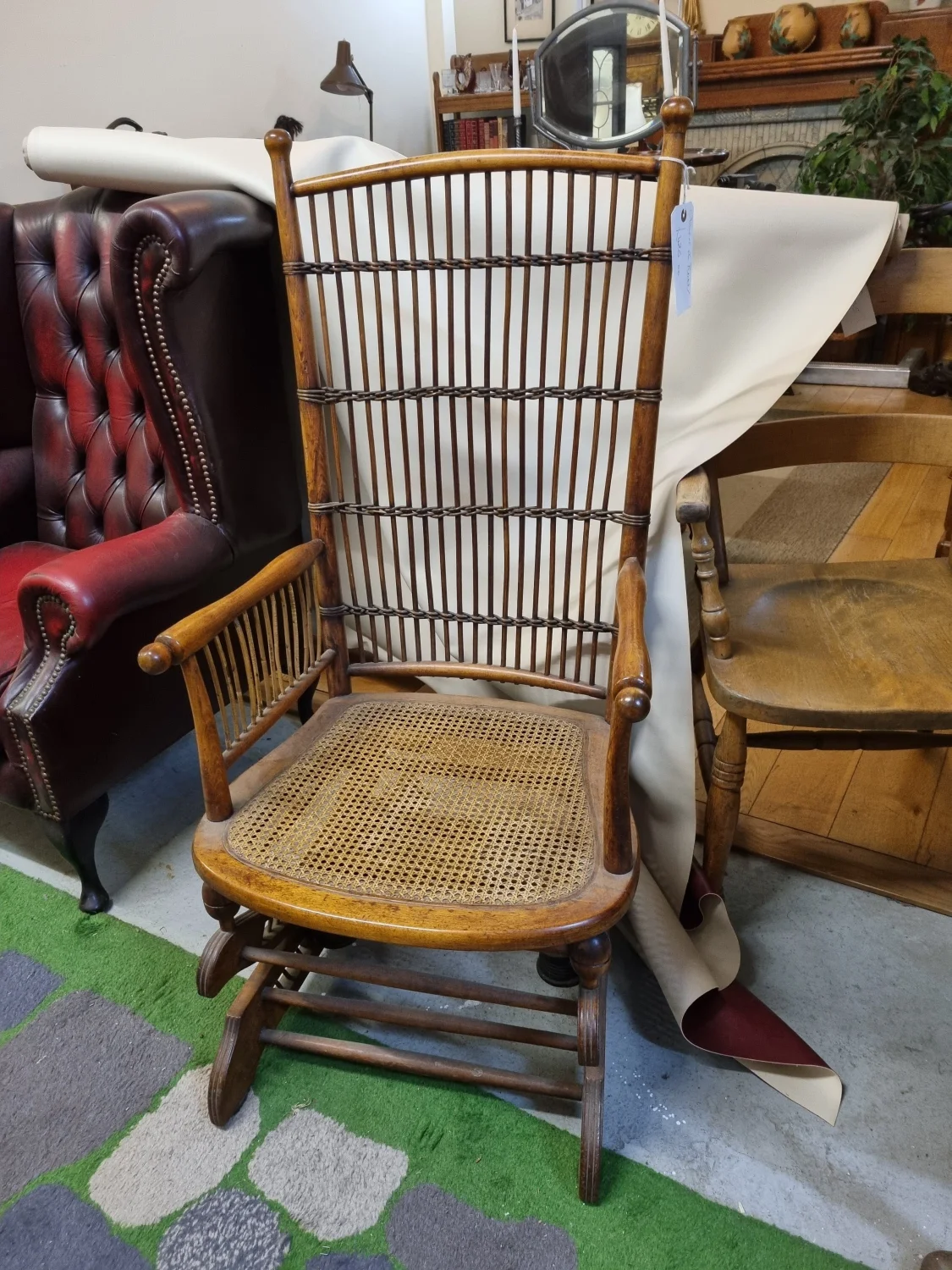 Arts and Crafts American Rocker restored and re-caned