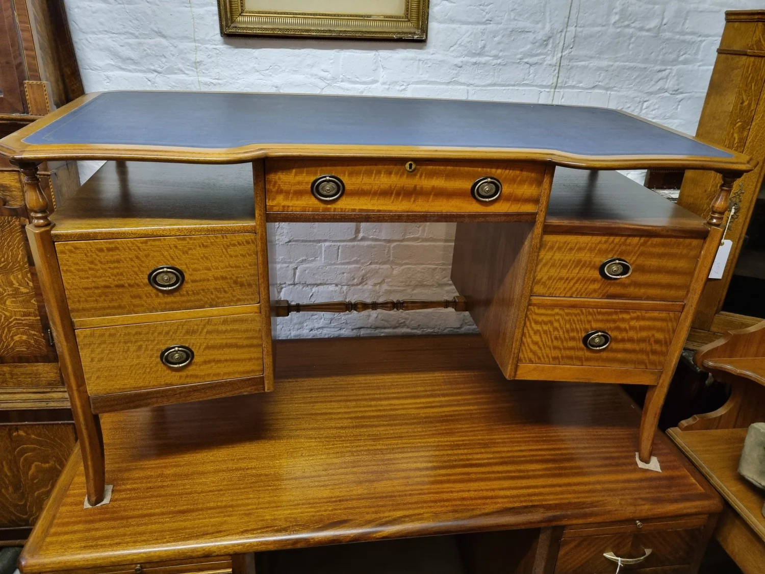 1950s desk with original blue leather top