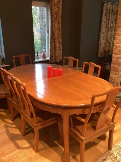 Elegant Solid Wood Dining Table with 8 Matching Chairs
