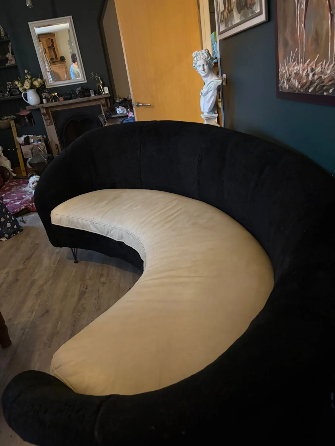 Vintage Italian designer settee and barrel chair