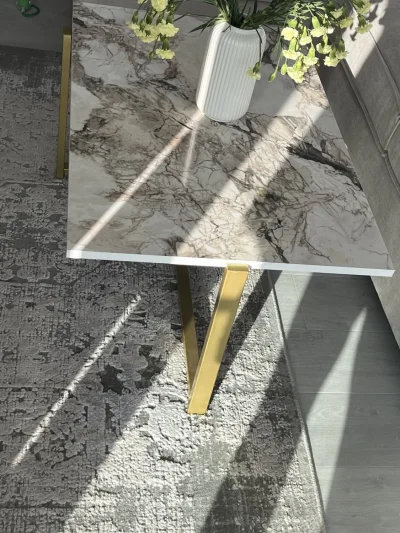 Stylish Marble-Effect Coffee Table with gold Legs — image 5