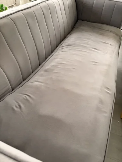 Stylish 3-seater blue-Grey Velvet Sofa with Elegant Detailing/ come apart for easy moving — image 5