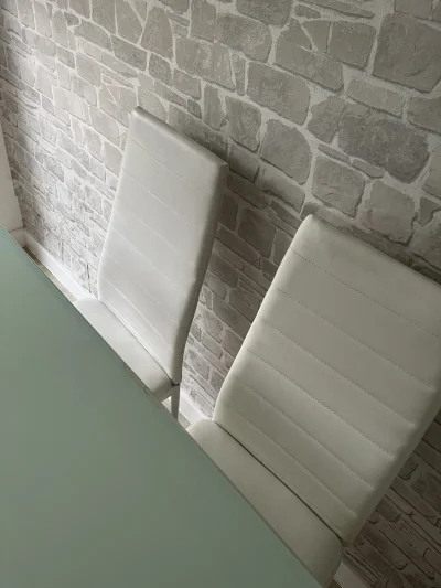 Modern Glass-Top Dining Table with White Chairs — image 9