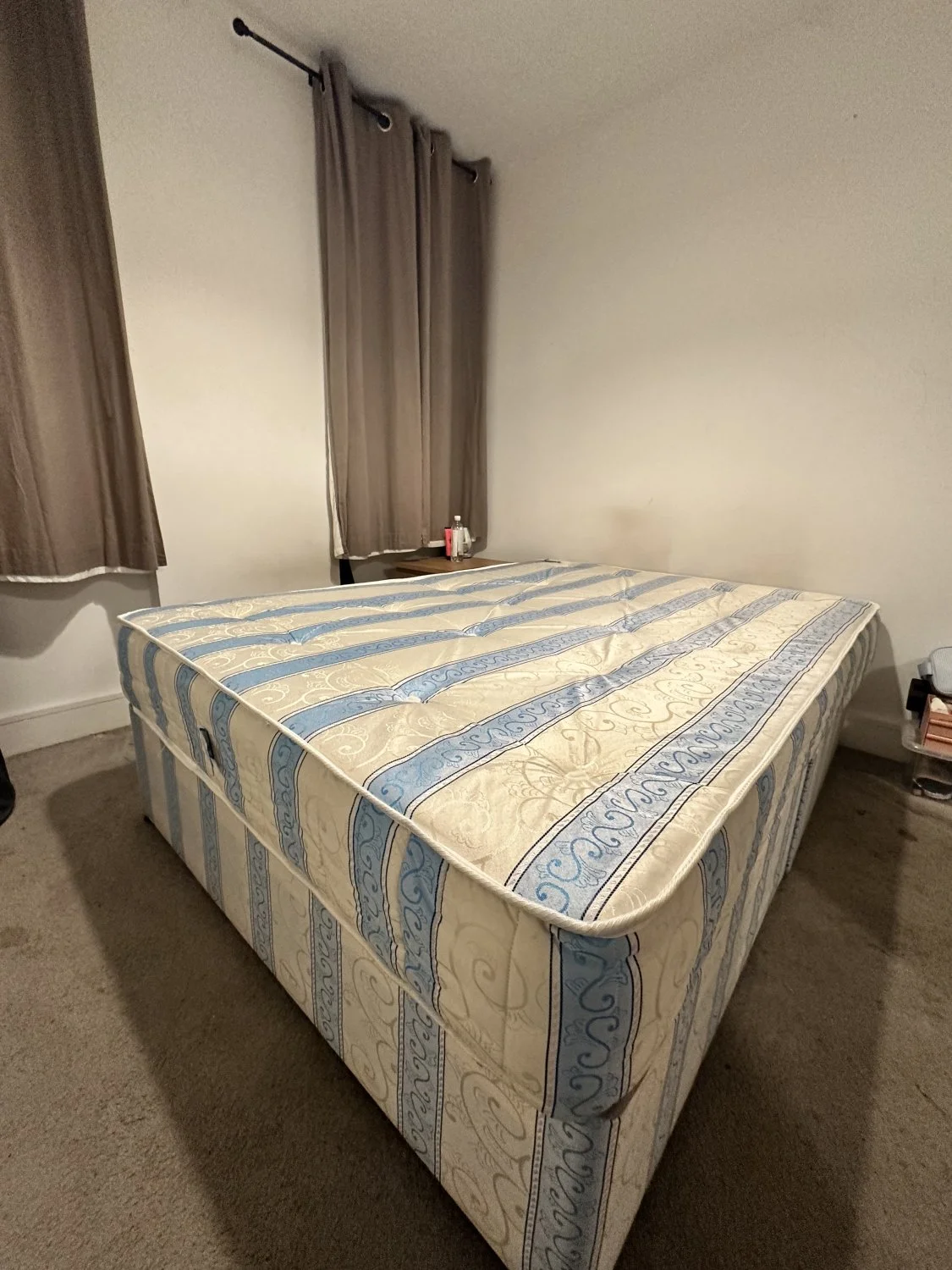 Comfortable Double Mattress with Elegant Blue and Cream Design