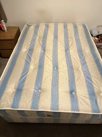Comfortable Double Mattress with Elegant Blue and Cream Design — image 2