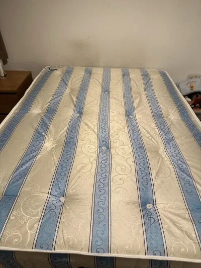 Comfortable Double Mattress with Elegant Blue and Cream Design — image 3