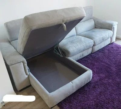 Sofology 3-seater grey fabric sofa, chair with power recliner, storage — image 4