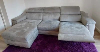 Sofology 3-seater grey fabric sofa, chair with power recliner, storage — image 6