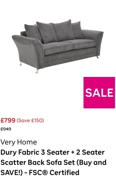 Dury Fabric 2 and 3 seater with scatter back cushions. — image 3