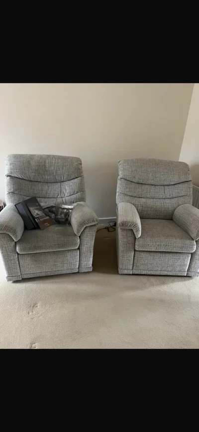 2x Ellis Fabric Reclining Armchairs