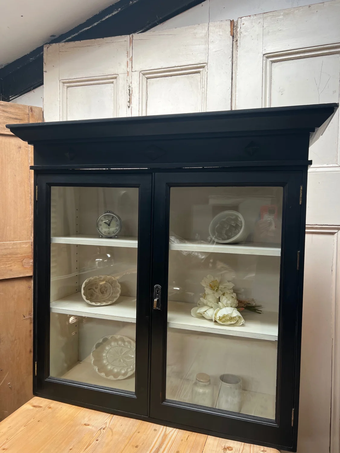 Edwardian vintage hand painted glazed cabinet