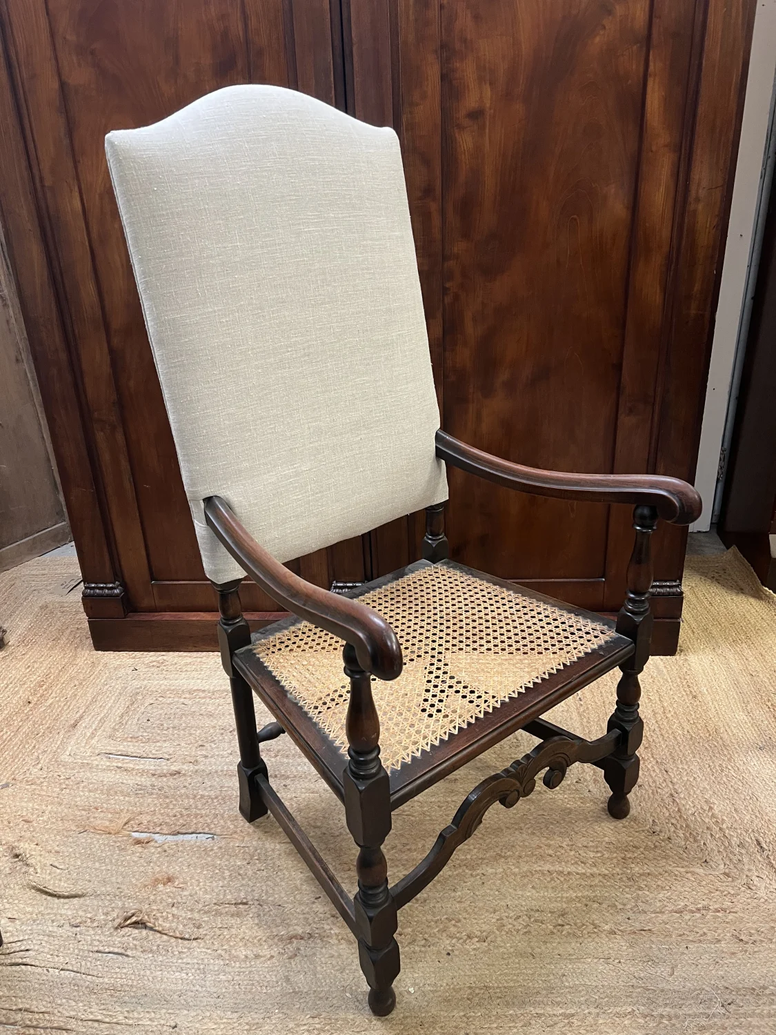 Edwardian cane seat carver chair