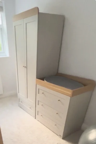 Nersery - Stylish Modern Wardrobe and Chest of Drawers Set in Dove Grey and Honey Oak — image 2