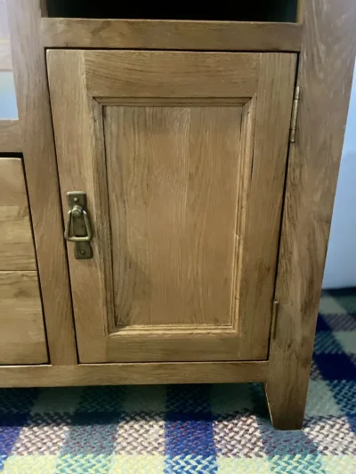Vintage Oak Hallway Bench with Drawer and Cabinet — image 3