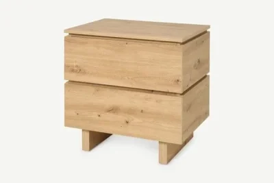 IBA Artisan Oak Effect Modern Nightstand 60cm Wide - Bedside Table with 2 Drawers and Shelf (Box opened) — image 2