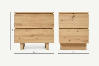 IBA Artisan Oak Effect Modern Nightstand 60cm Wide - Bedside Table with 2 Drawers and Shelf (Box opened) — image 3