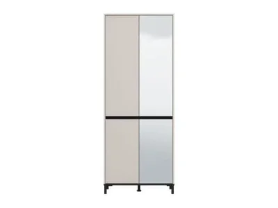 Tall Mirrored Shoe Cabinet – Cashmere Taupe – 4 Door, 8 Shelf Storage - Assembled — image 3