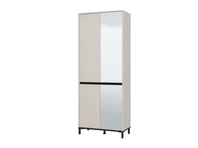 Tall Mirrored Shoe Cabinet – Cashmere Taupe – 4 Door, 8 Shelf Storage - Assembled — image 2