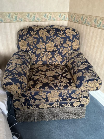 Peter Guild British-Made 3 Piece Sofa Suite, Blue & Gold, Traditional Country House Style — image 2