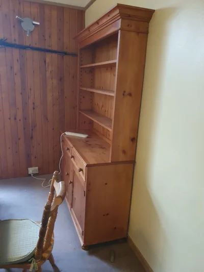 Vintage Pine Hutch with Shelves and Drawers — image 2