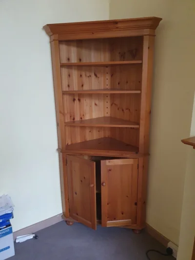 Charming Vintage Corner Cabinet with Shelves and Doors — image 2