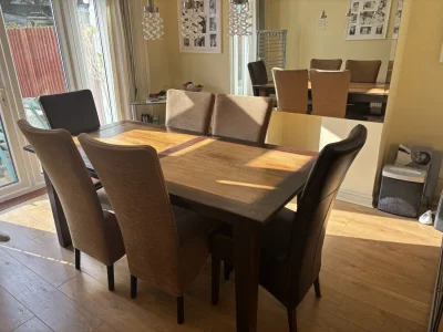 Vintage Solid Wood Dining Set with Sideboard and Upholstered Chairs — image 5