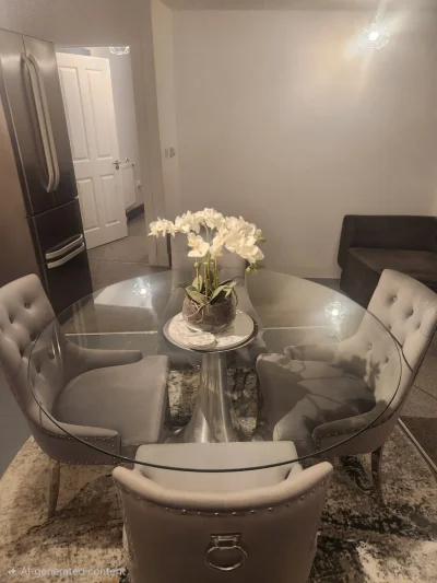 Stylish Modern Dining Table and Chairs Set with Glass Top — image 3