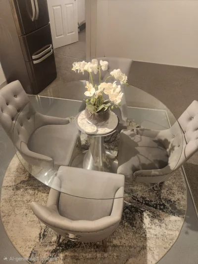 Stylish Modern Dining Table and Chairs Set with Glass Top — image 2