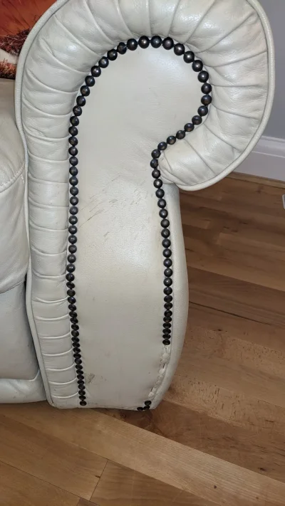 3 Seater Cream Leather Recliner Sofa — image 2