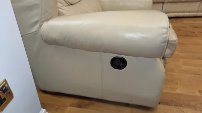 3 Seater Cream Leather Recliner Sofa — image 5