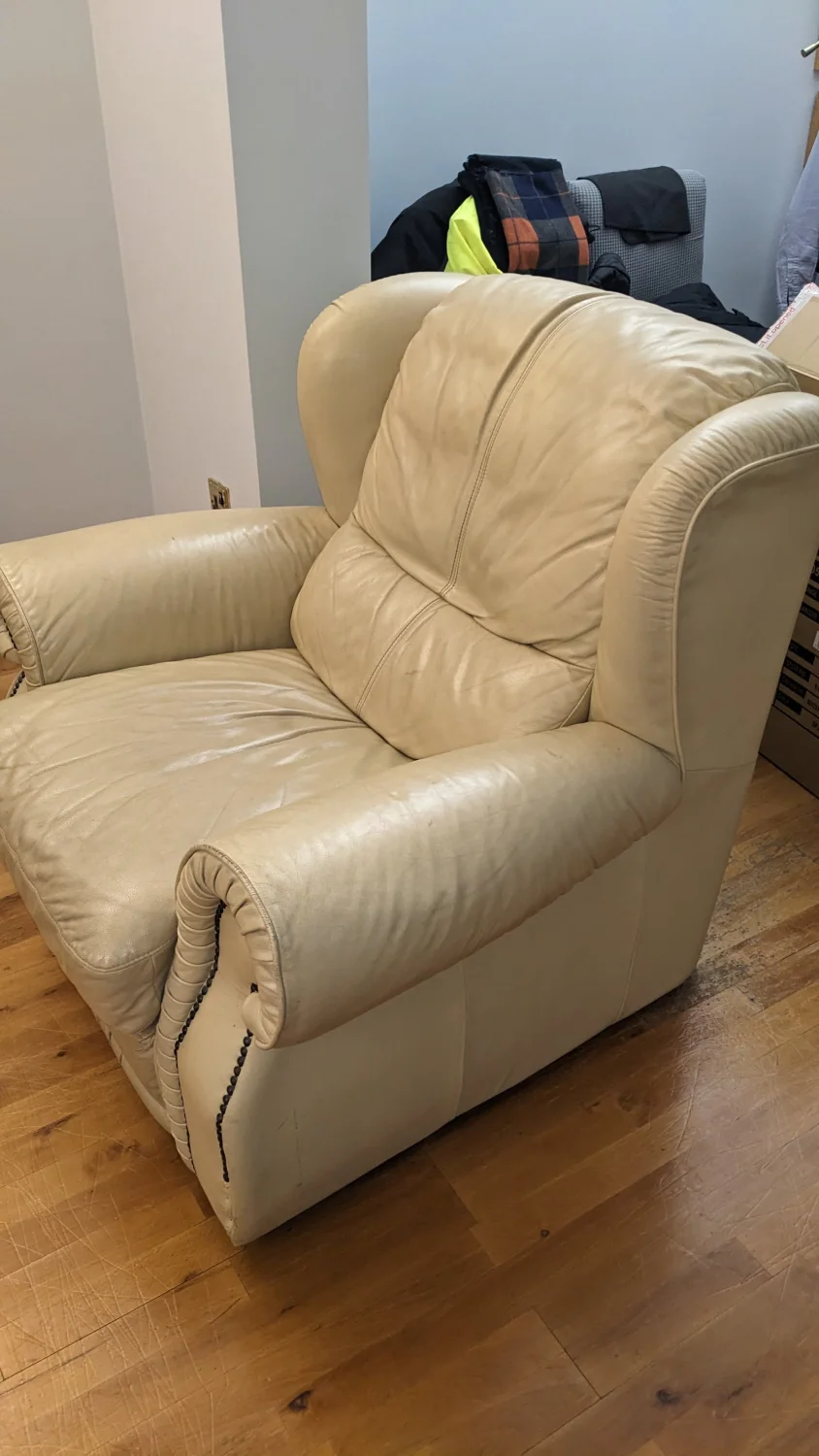 Cream Leather Armchair