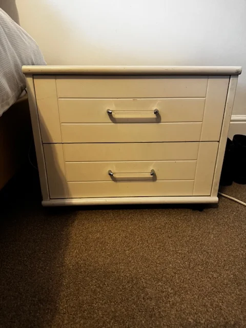 White Two Drawer Bedside Table