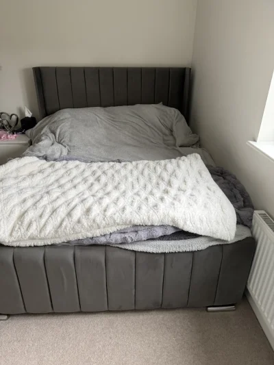 Dark Grey Velvet King Size Bed — image 5